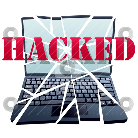 Breaks Security To Crash Laptop Computer Pieces Stock Vector Clipart