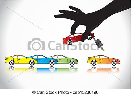 Car With Automatic Key From A Number Of Colorful Cars Display For Sale