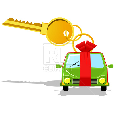 Car With Key And Ribbon Download Royalty Free Vector Clipart  Eps