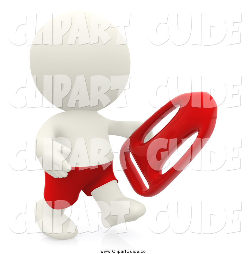       Clip Art Of A 3d White Person Lifeguard Carrying A Float By Andresr