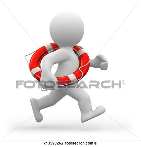 Clip Art Of Running Lifeguard K13598262   Search Clipart Illustration