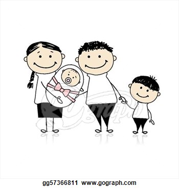 Clipart   Happy Parents With Children Newborn Baby In Hands    