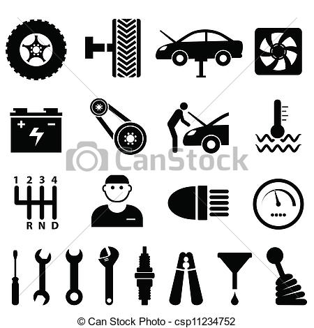 Clipart Vector Of Car Maintenance And Repair Icons   Car Maintenance