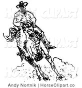 Cowboy On A Horse Twirling A Lasso Overhead To Catch A Cow Or Horse