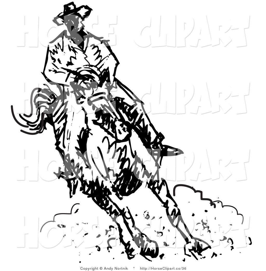 Cowboy Riding A Horse And Kicking Up Dust Cowboy Riding A Horse And