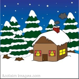 Description  Clipart Of A Winter Vacation Cabin Covered In Snow And