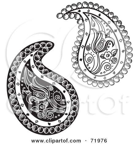 Digital Collage Of Two Black And White Floral Paisley Designs