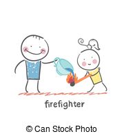 Firefighter Fun Cartoon Style Illustration The Situation Of