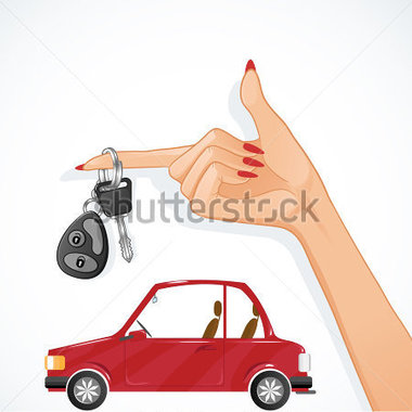 Hand Mit Auto Schl Ssel Und Rotes Auto Auf Dem Hintergrund Esp10