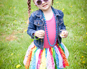 Infant To Child Sizes   Rainbow Bandana Cowgirl Scrap Tutu With Lace