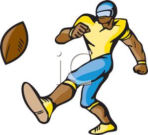 Kicker Kicking A Football   Royalty Free Clipart Picture