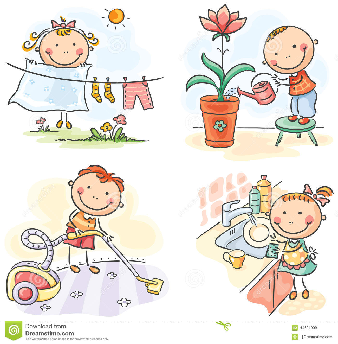 Kids Helping Their Parents Stock Vector   Image  44631909