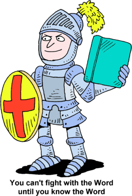 Knight In Armor Holding Up Shield And Bible   Christart Com