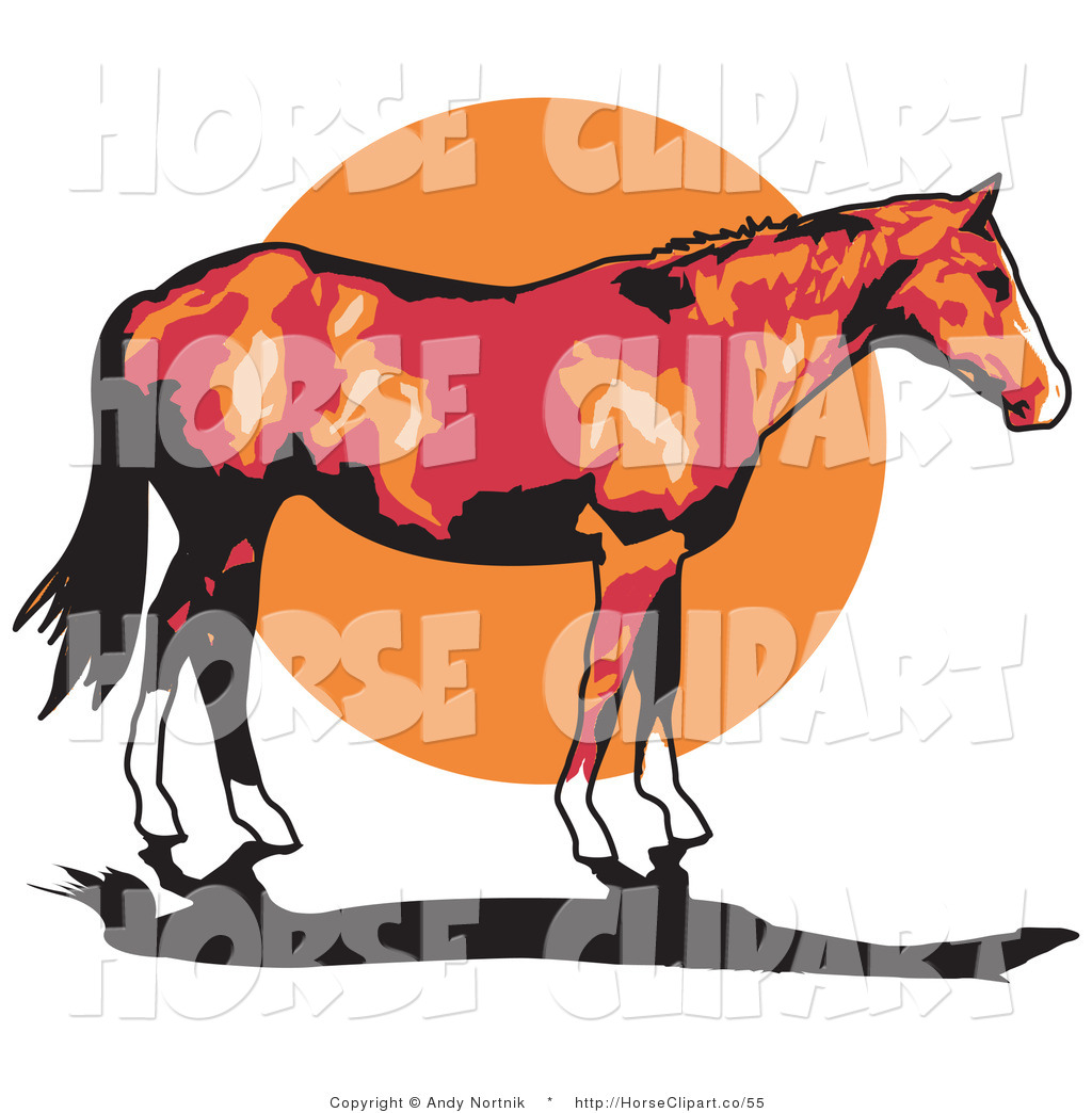 Larger Preview  Clip Art Of A Brown Horse With White Feet And A Black