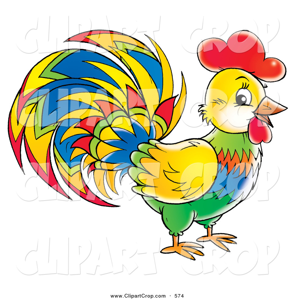 Larger Preview Of A Vibrantly Colored Rooster In Pro Clipart