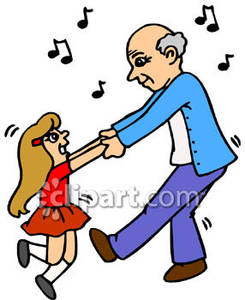 Little Girl Dancing With Her Grandpa   Royalty Free Clipart Picture