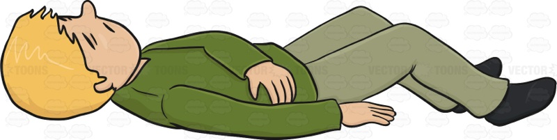 Man Is Laying Down With His Arm Over His Abdomen   Vector Graphics