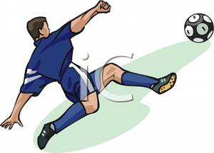 Player Using A Scissor Kick On The Ball   Royalty Free Clipart Picture