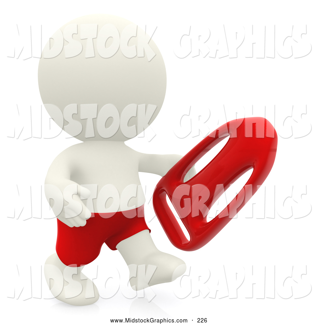 Preview  Clip Art Of A 3d White Lifeguard Carrying A Float By Andresr