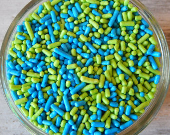 Sprinkles  Lime Green And Blue Jimm Ies Mix For Cupcakes Ice Cream