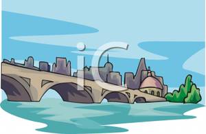 Stone Arch Bridge   Royalty Free Clipart Picture