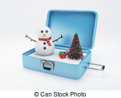 Travel Suitcase  Winter Vacation Holidays Concept  Clipart
