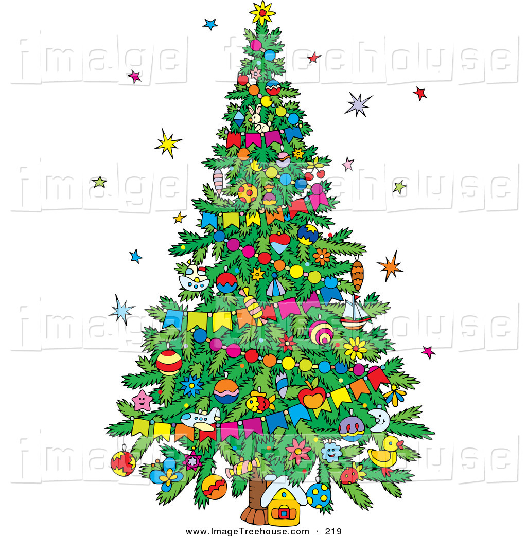 Tree With Garlands And Ornaments Tree Clip Art Alex Bannykh