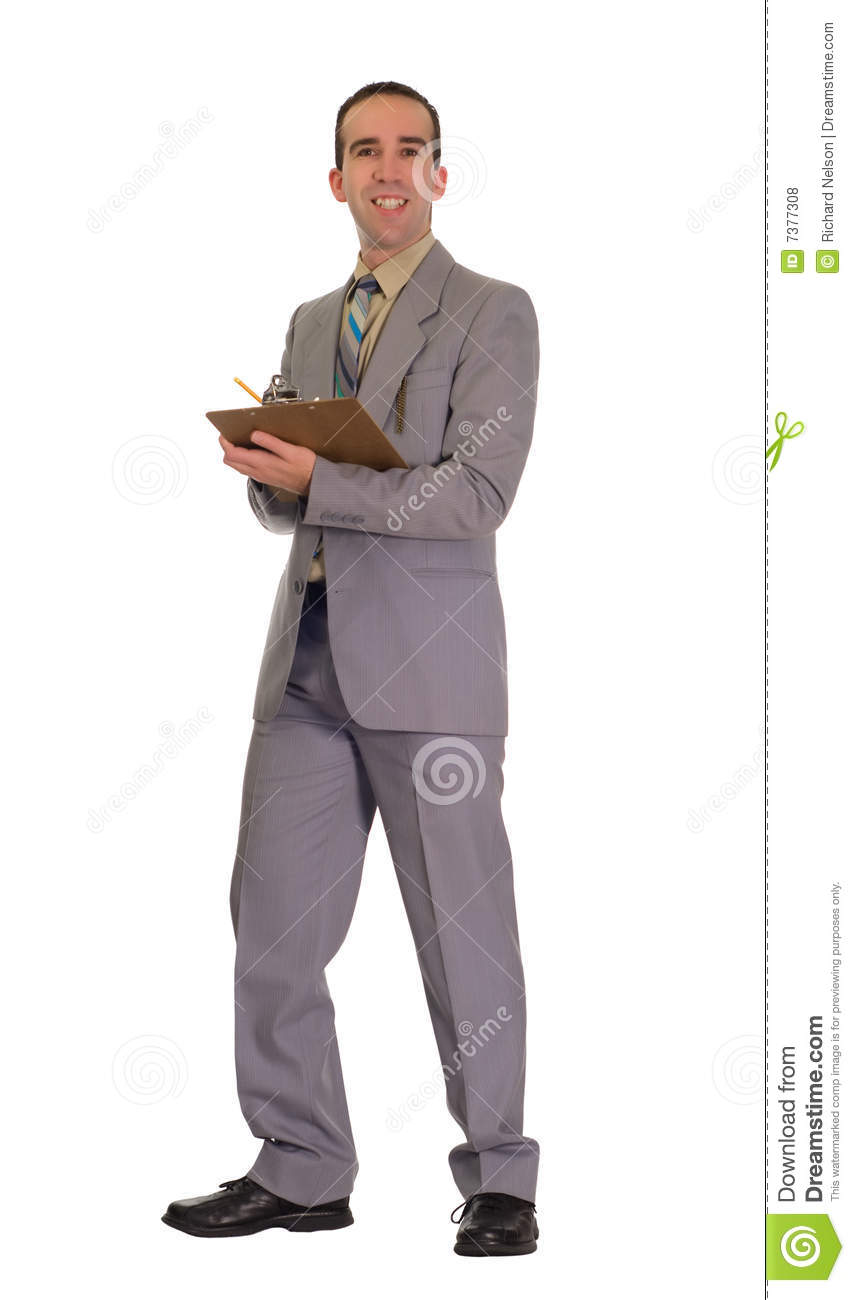     View Of A Young Businessman Holding A Clipboard And Doing Inventory