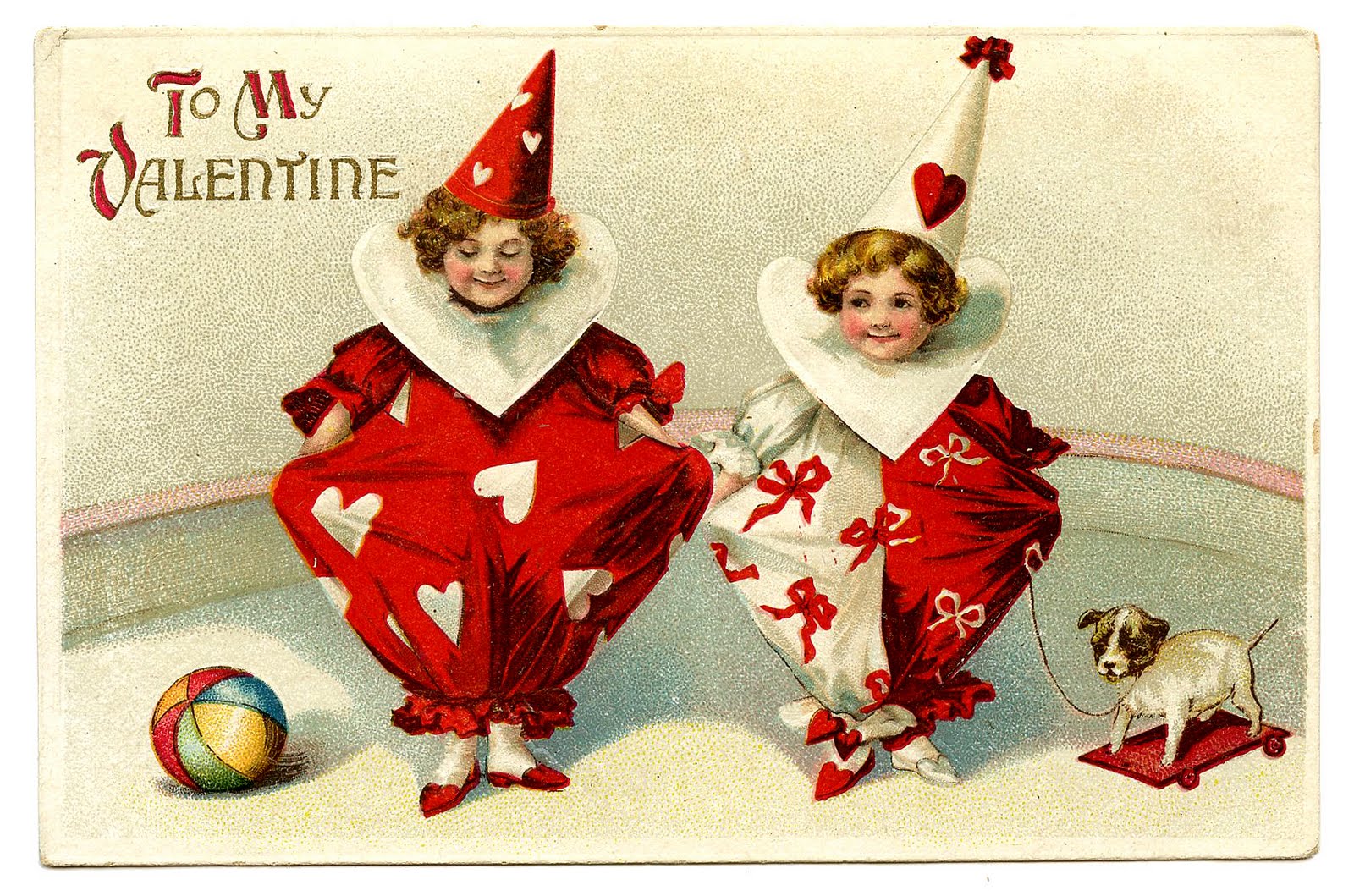 Vintage Valentine S Day Clip Art   Adorable Clown Children   The