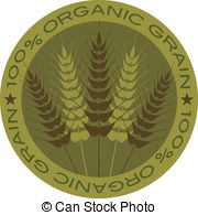 Wheat Stalk 100 Organic Grain Label   Wheat Grain Stalk With