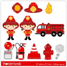 Za17 Fire Fighter Kids   Digital Clip Art   Fireman Firefighter Kids    