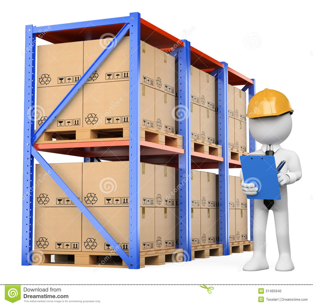 3d White People  Warehouse Manager Stock Photo   Image  31465940