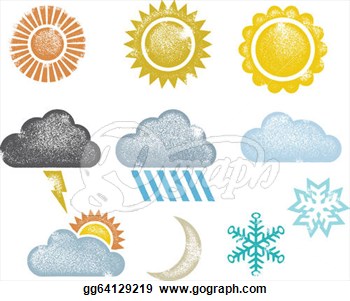 Clipart   Collection Of Distressed Vintage Weather Symbols  Stock