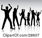 Clipart Illustration Of Silhouetted Black People Dancing And Having
