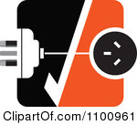 Clipart Power Plug And Socket With A Check Mark In Orange Black And