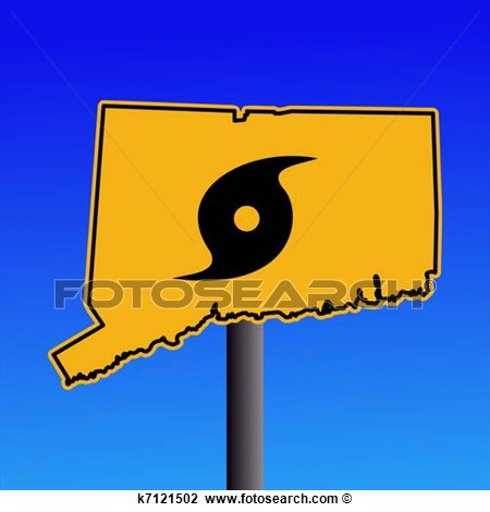 Connecticut Warning Sign With Hurricane Symbol Illustration View Large