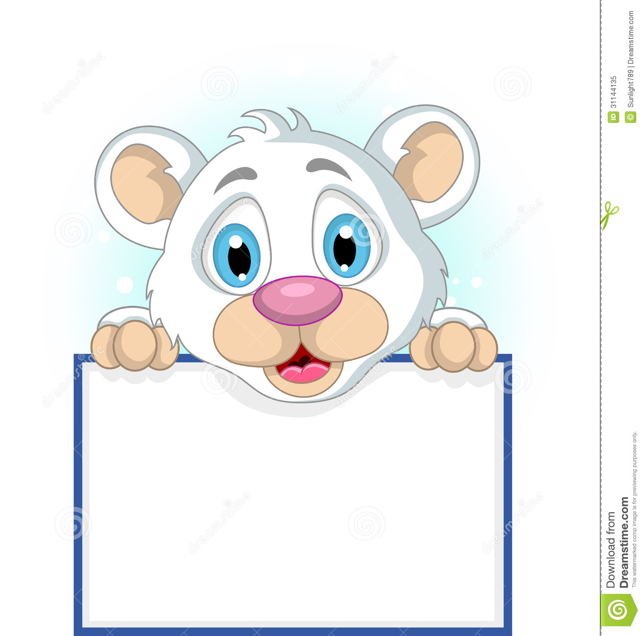 Cute Little Polar Bear Holding Blank Sign Royalty Free Stock Photo