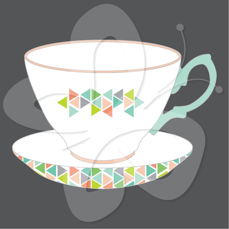 Geometric Teacup And Teapot Set   5 00 Dainty Teacups Teapot And Milk    