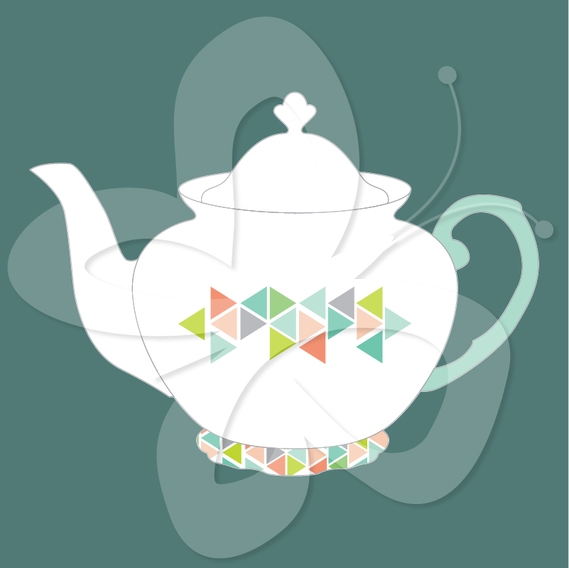 Geometric Teacup And Teapot Set   Creative Clipart Collection