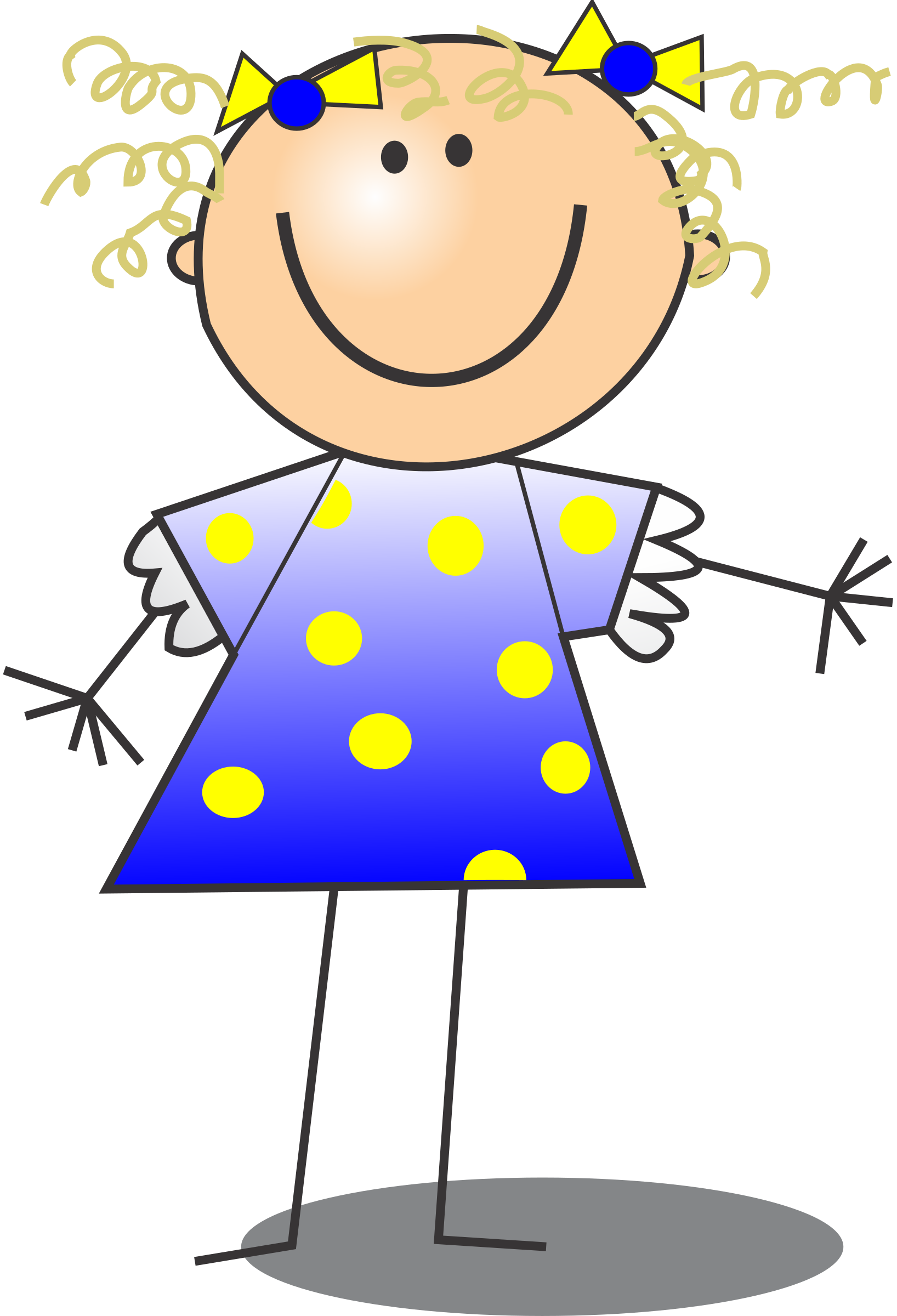 Girl Smiling Stick Figure Curly Hair By Ood104