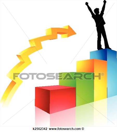 Graph Of A Man  S Rise To Success Vector Illustration