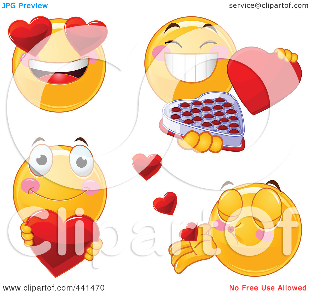 Illustration Of A Valentine Smiley Emoticon With Heart Eyes By Pushkin