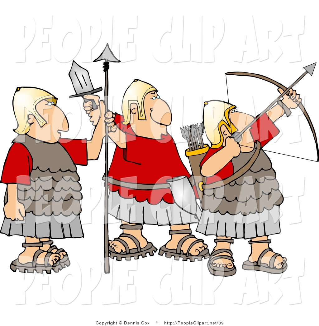 Larger Preview  Clip Art Of A Roman Soldiers Armed With Bow And Arrow