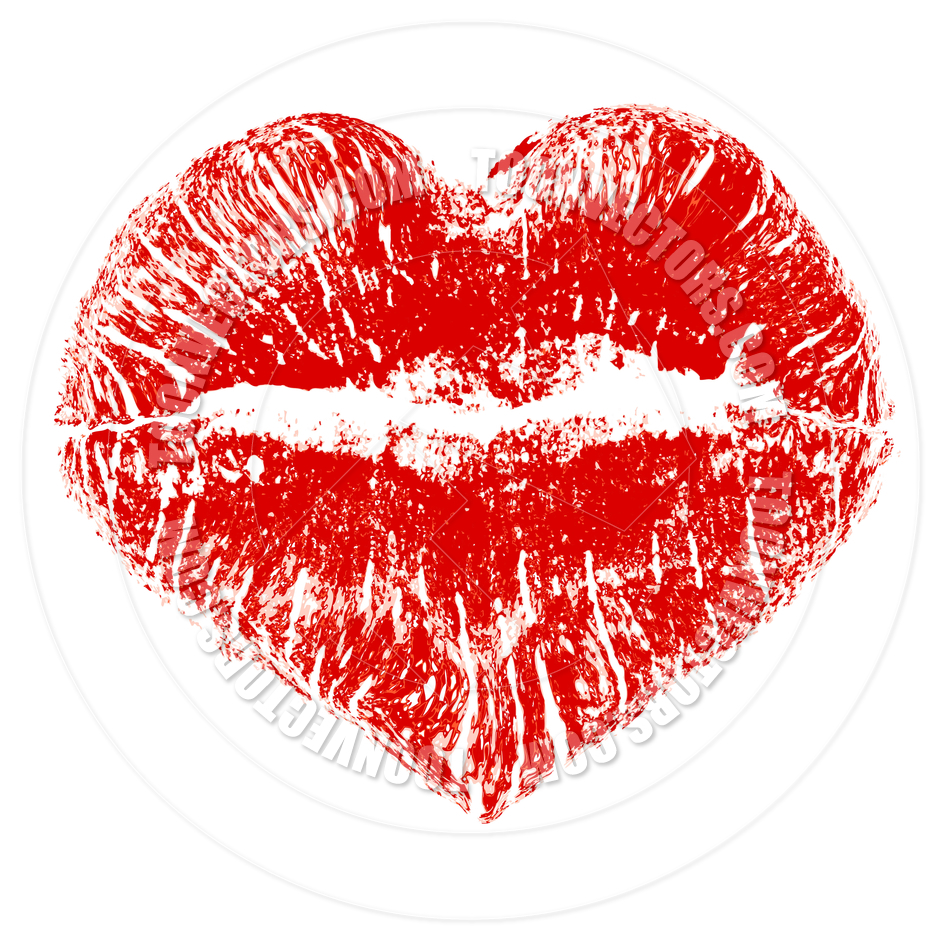 Lipstick Kiss In Heart Shape By Pixxart   Toon Vectors Eps  73004