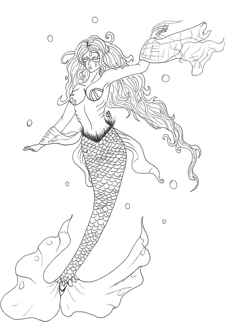 Mermaid Outline By Candiceshadow On Deviantart