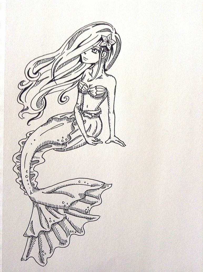 Mermaid Outline By Owlliine On Deviantart