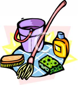 Mop And Cleaning Tools   Royalty Free Clipart Picture