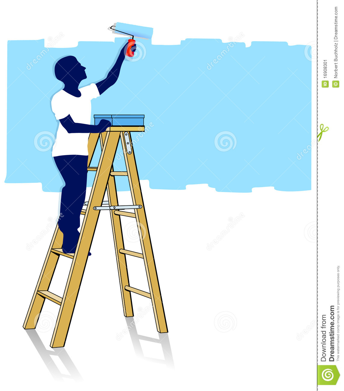 Painter On Ladder Stock Image   Image  16908301