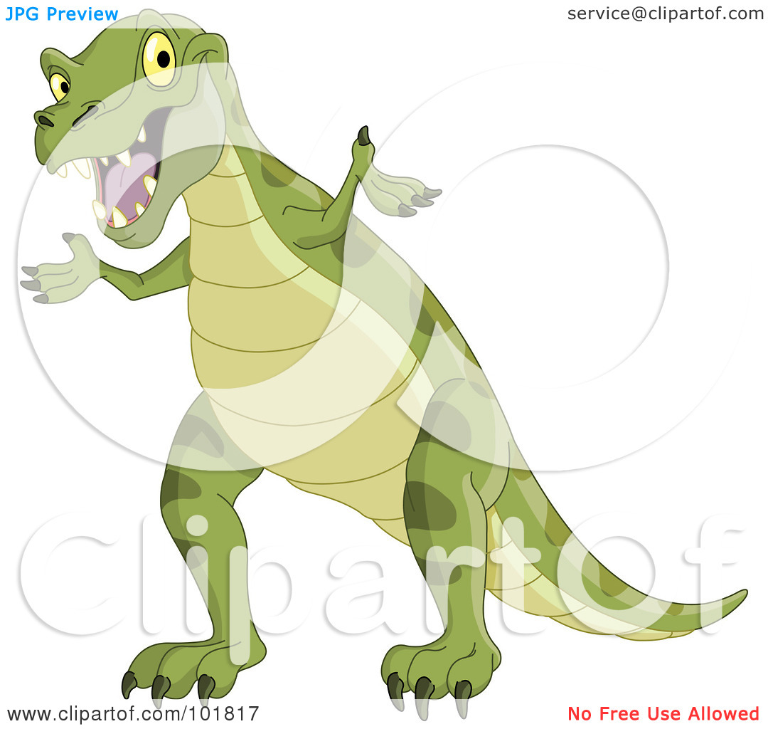 Royalty Free  Rf  Clipart Illustration Of A Green Tyrannosaurus Rex