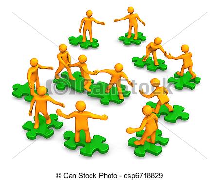 Stock Illustration Of Teamwork Business Company Green Puzzle   Orange